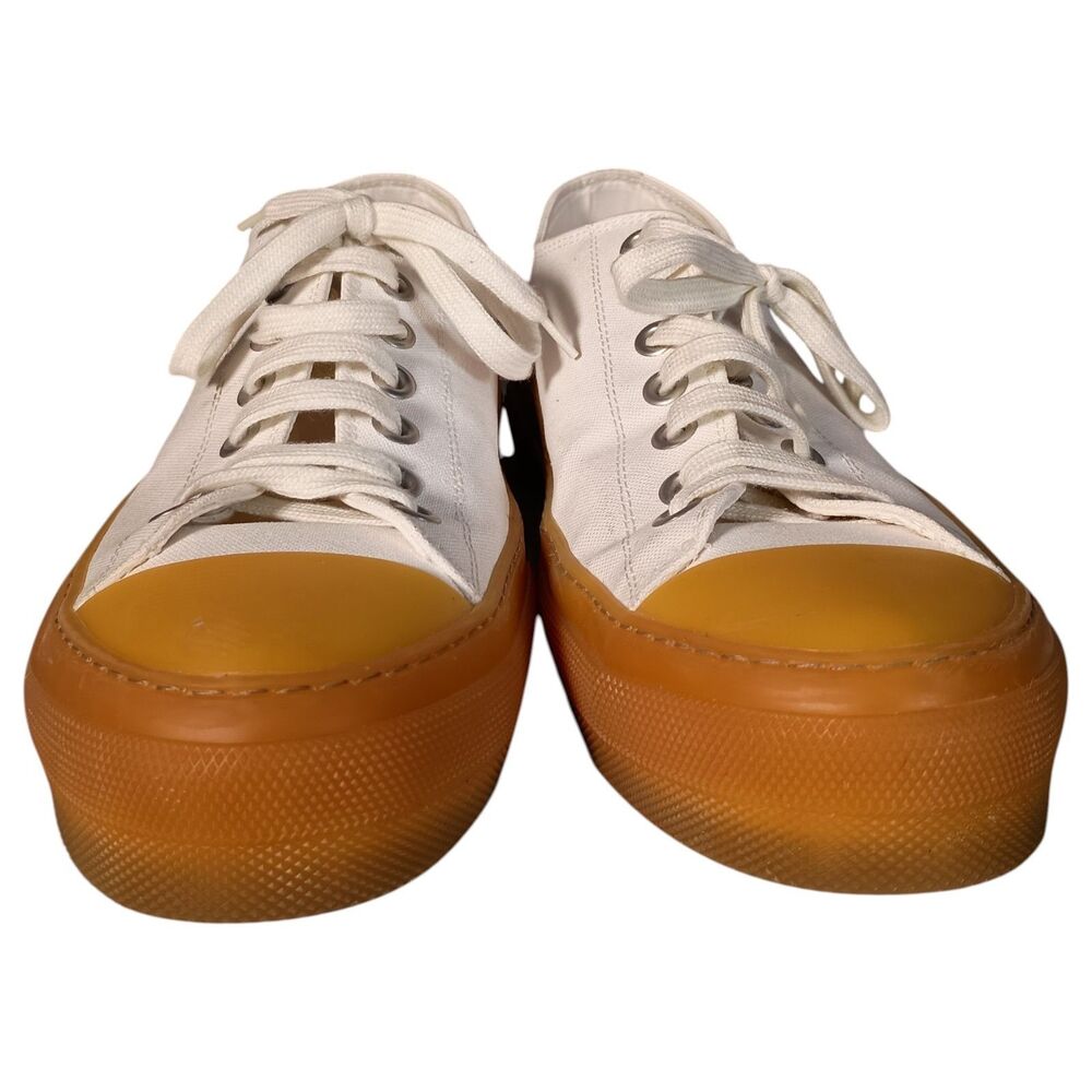 Burberry Jack Sneakers Shoes Mens 45.5/US 11.5 White Cotton Low Top Lace Up Logo - Picture 4 of 16